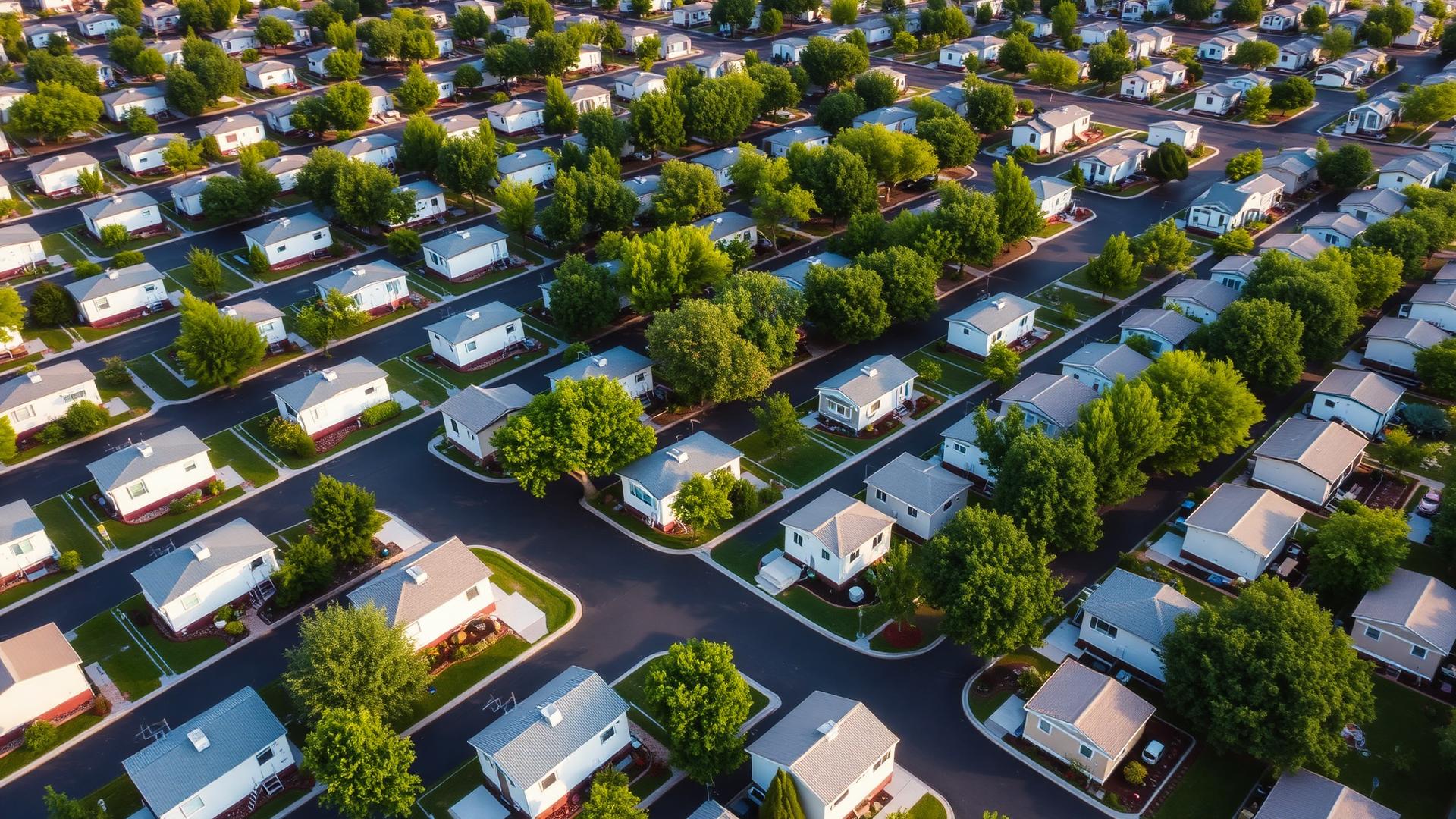 Aerial view of mobile home park community